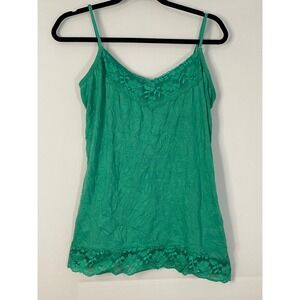 Maurices Green Lace Trim‎ Cami Tank Top Women's Size XL Polyester Y2K LAYERS